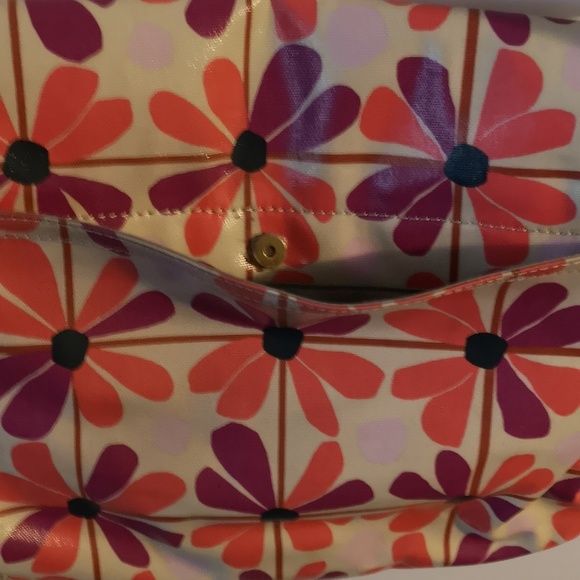 Fantastic Fossil Messenger Bag / Briefcase Orange & Purple Flowers Multi Pockets - Picture 7 of 13